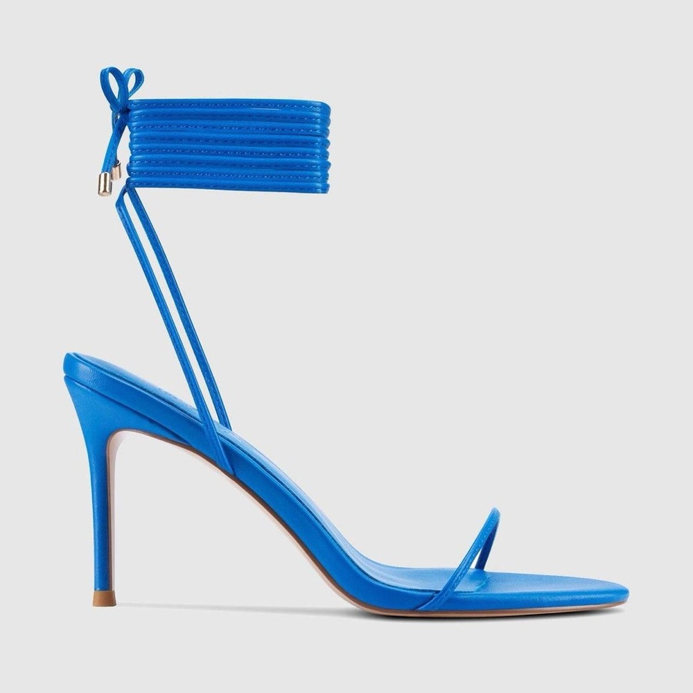 Elegant Blue Heels with Strappy Design Size 39